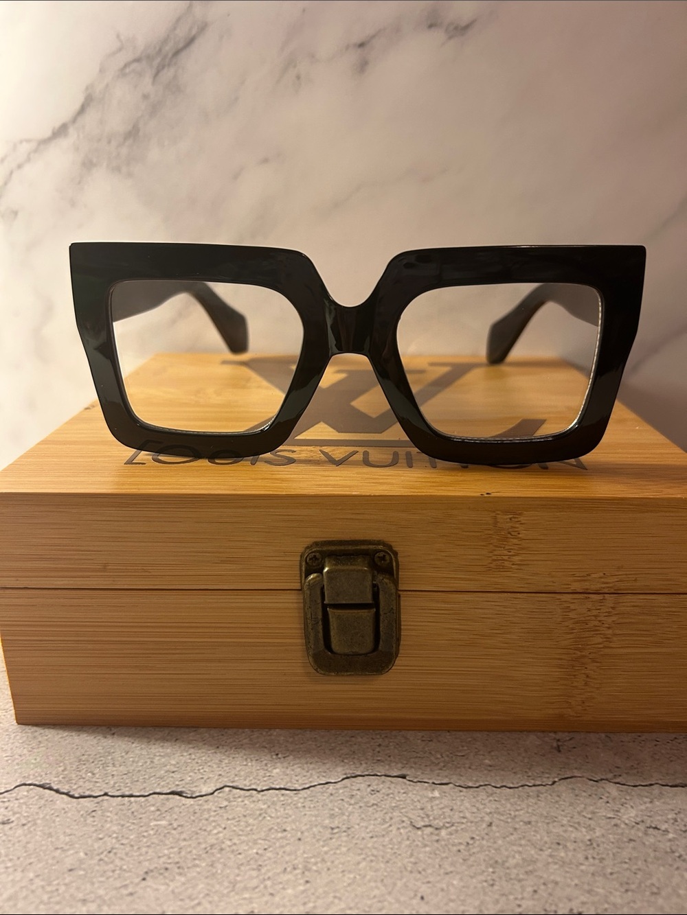 Black Oversized Square Frame Glasses